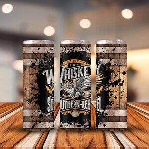 20oz Wood Grain Whiskey Rebel Mens Stainless Steel Tumbler